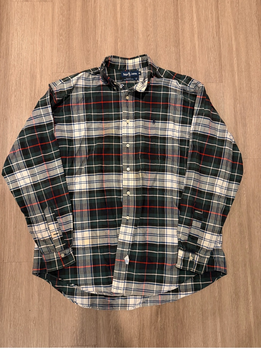 VTG Polo Ralph Lauren 90s Made in USA Plaid Button Down Shirt Men’s Sz XL Green